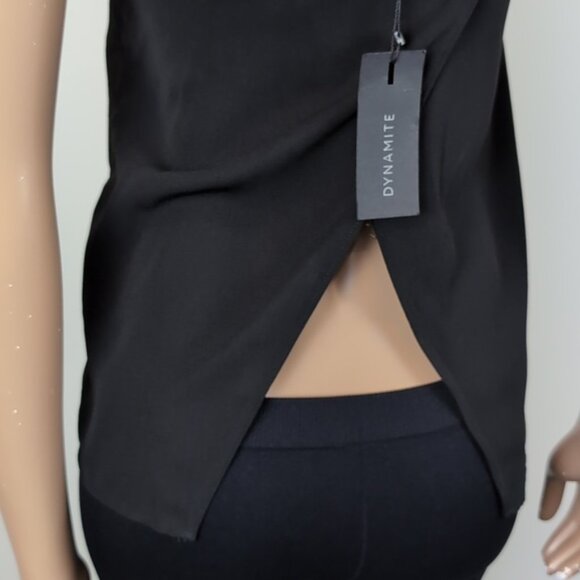 Dynamite Camisole Tank Top Vneck Faux Leather Cut Out Strappy Open Wrap Back - Picture 9 of 14